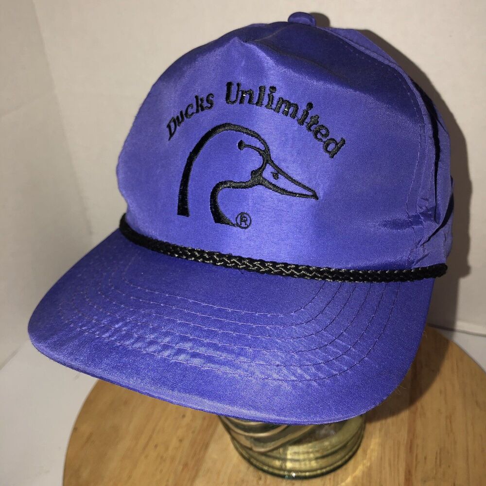 VTG DUCKS UNLIMITED Purple Nylon Hat Cap Snapback Rope Cord Licensed YoungAn